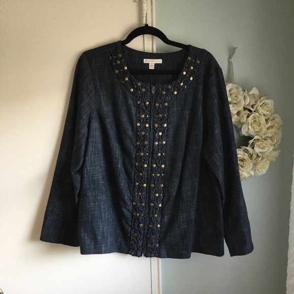 JM Collection Jackets & Blazers - JM Collecton 18W Jacket Top Blouse Denim Look Soft